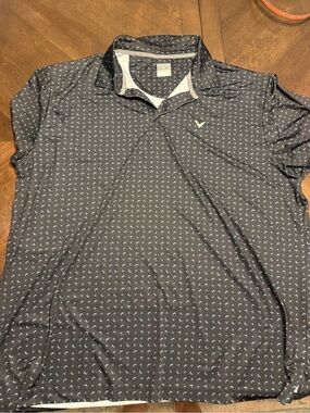 Callaway Black Polo with Light Blue Micro Pattern